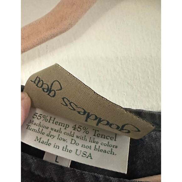 GODDESS GEAR Hemp Tencel Black Red Vintage-Wash Dress - Sz Large - Picture 4 of 4